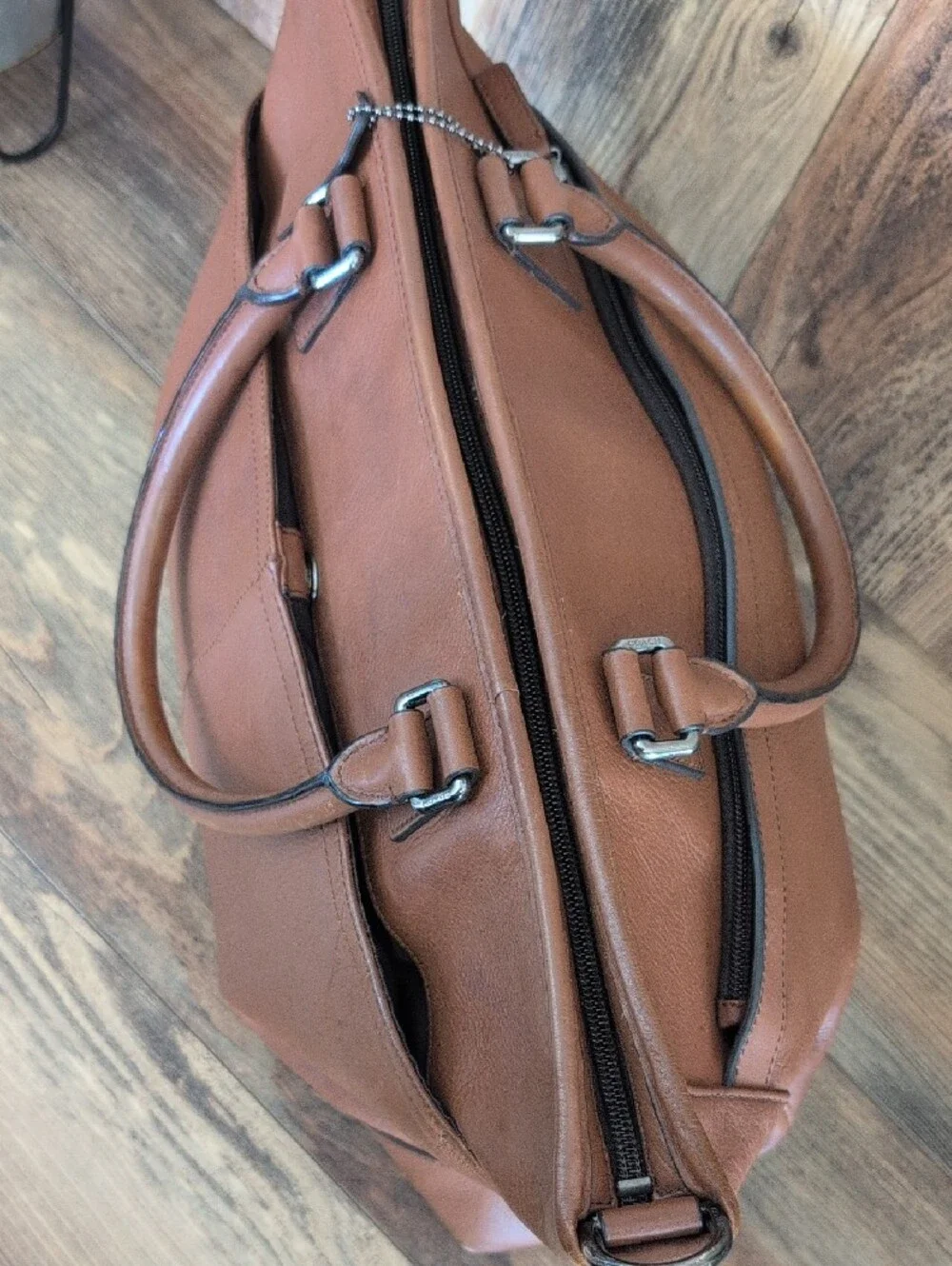 Coach Men’s Brown Leather Briefcase Tote with Detachable Shoulder Strap M398